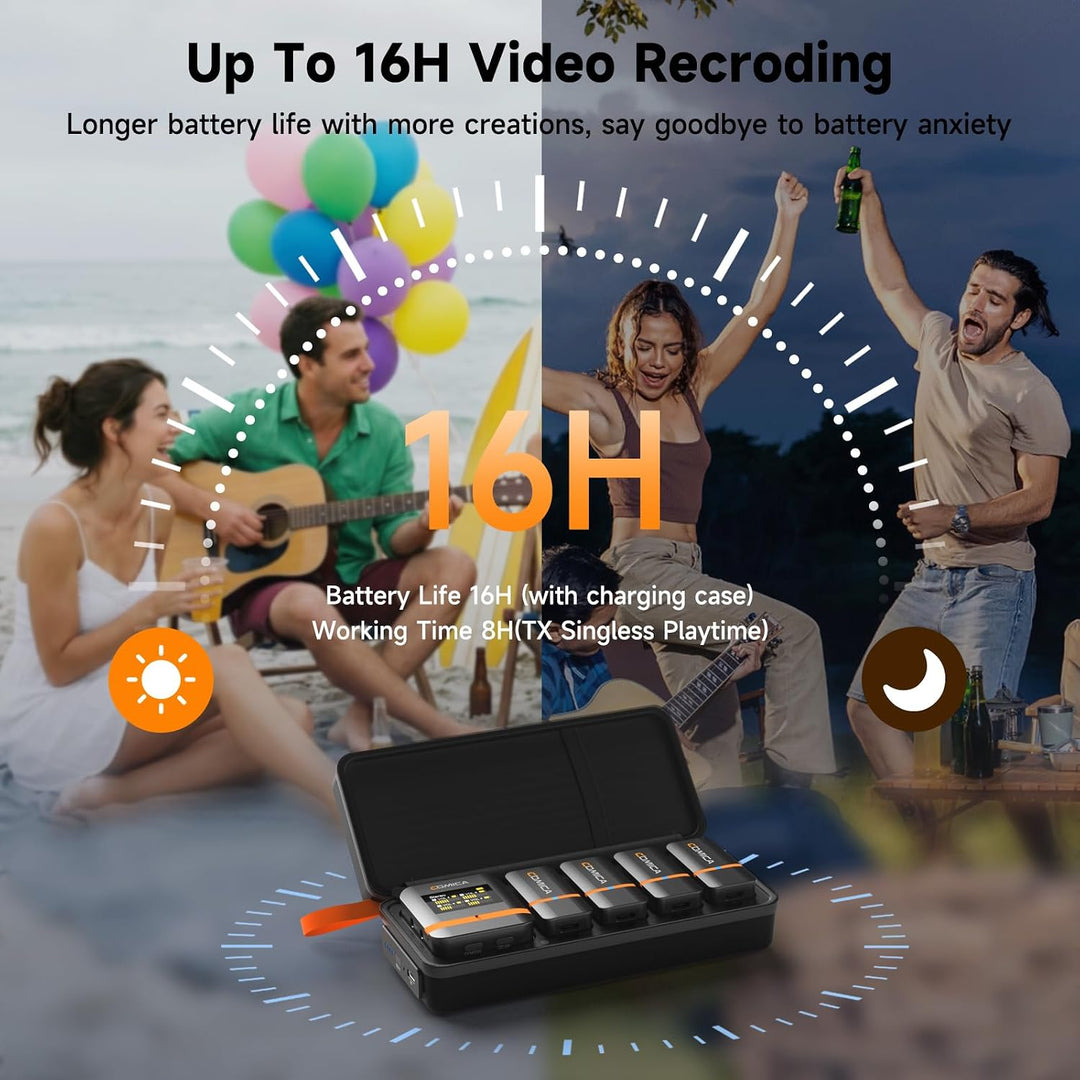 COMICA Vimo Q Lavalier Wireless Mikrofon mit 4 Sendern und 1 Receiver, 48kHz/24bit Audioqualität, Ge