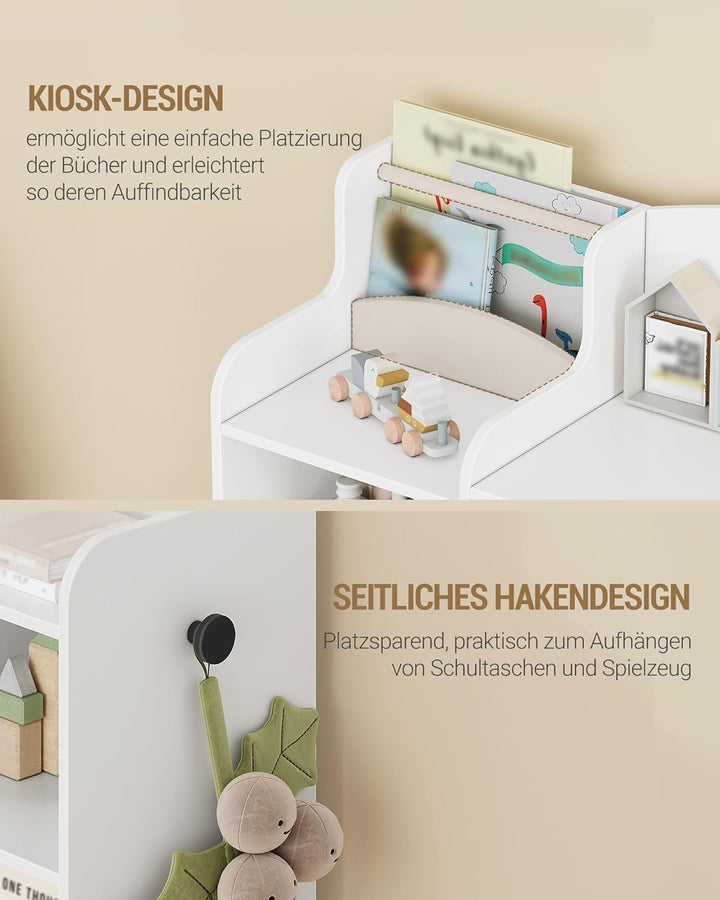 Hzuaneri Kinderregal, Bücherregal Kinder aus Holz, Spielzeugregal mit 8 Stoffschubladen für Kinderzi