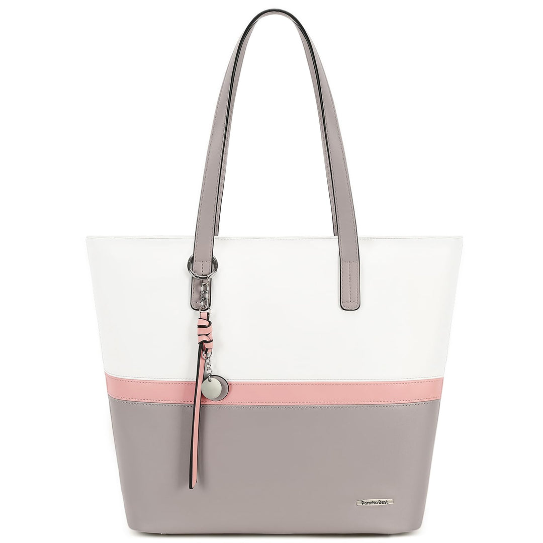 Pomelo Best Handtasche Damen Shopper Gross Damen Tasche für Büro Schule Einkauf Grau, Grau