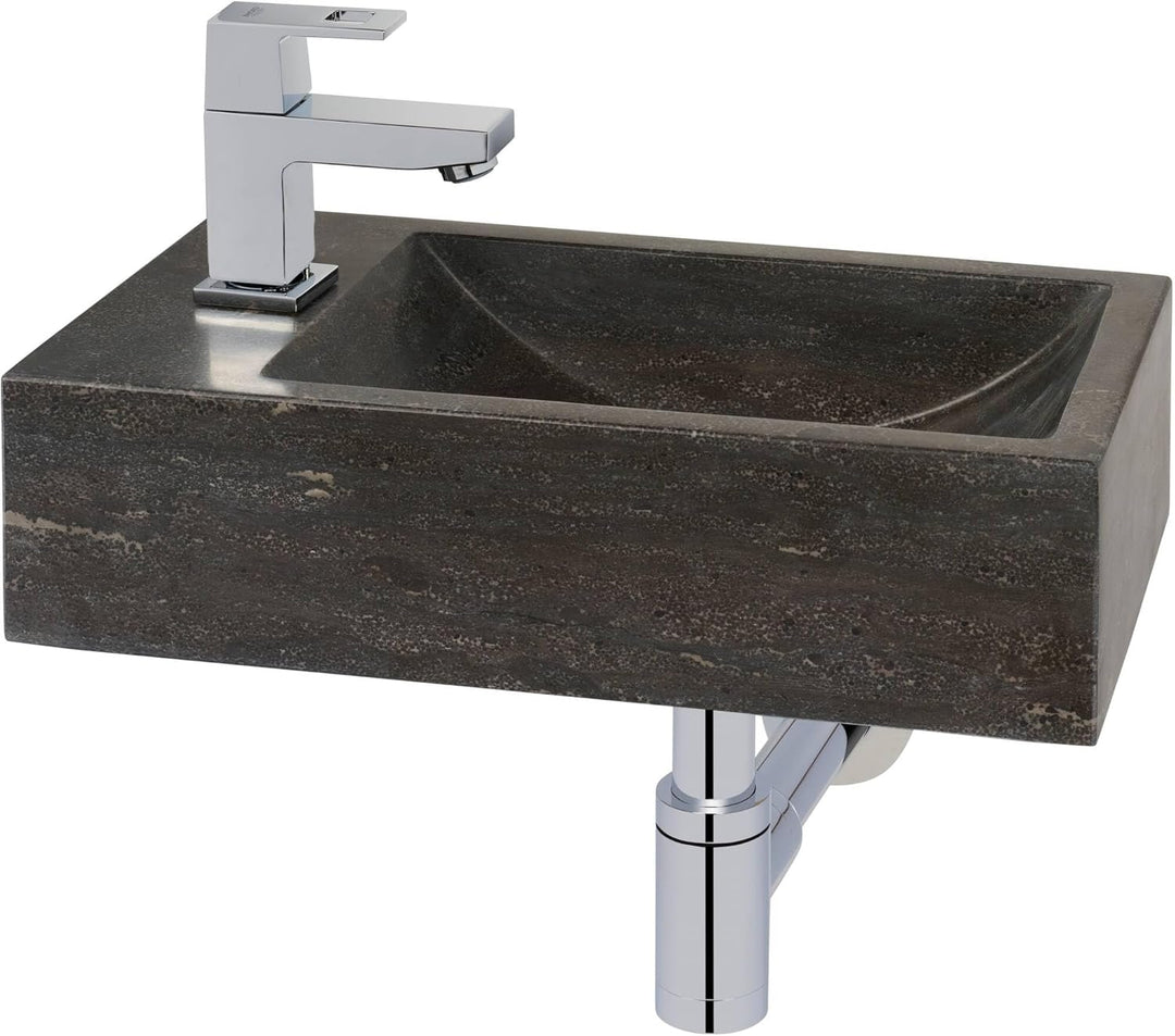 Saqu Nature Collection Naturstein-Waschbecken Links 40x22x10cm