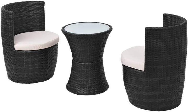 vidaXL Gartenmöbel 5-TLG. Poly Rattan Bistroset Sitzgruppe Garnitur Balkonset Schwarz, Schwarz
