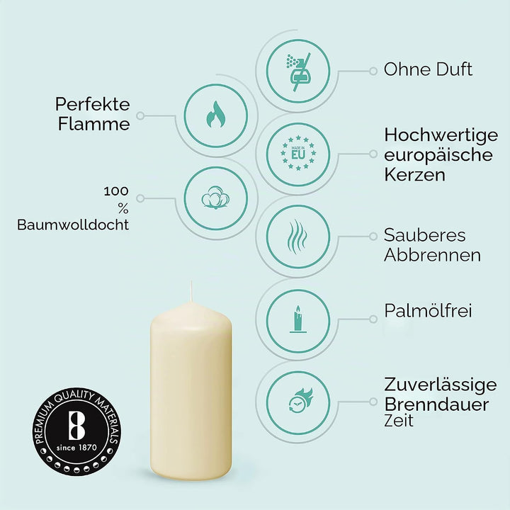 Bolsius basische Kerzen zur deko, Wachs, Elfenbein, dimensione Cero singolo: h 11.8 cm Ø5.8cm