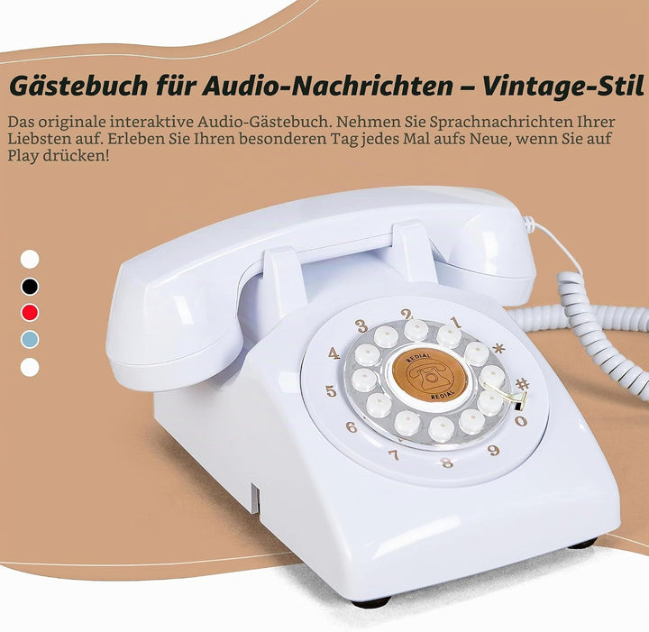 RetroVox Audio Gästebuch – Hochzeits-Telefon-Gästebuch: Einfach zu bedienen und Macht Spass (B Weiss