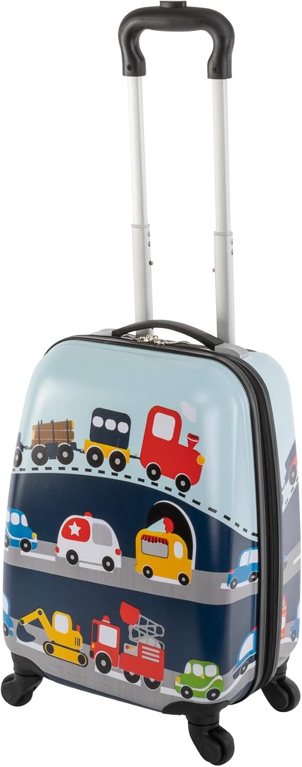 Travelhouse Happy Children Kinder Koffer Busy Cars Bordkoffer ABS Hartschale Reisegepäck Reisetrolle