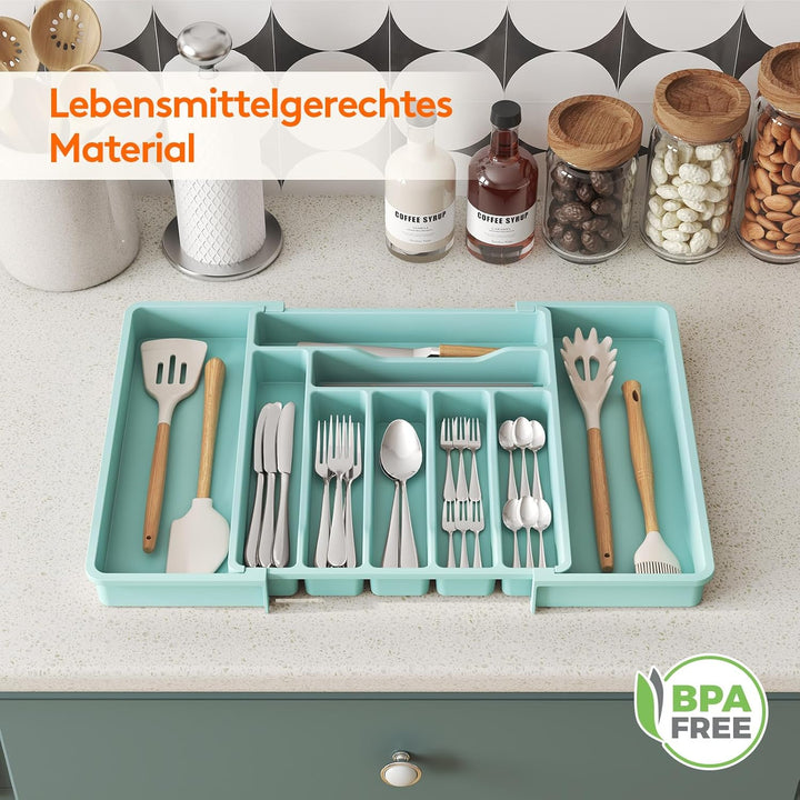 Lifewit Besteckkasten für Schubladen, erweiterbarer Besteckeinsatz für Küchenschubladen, verstellbar