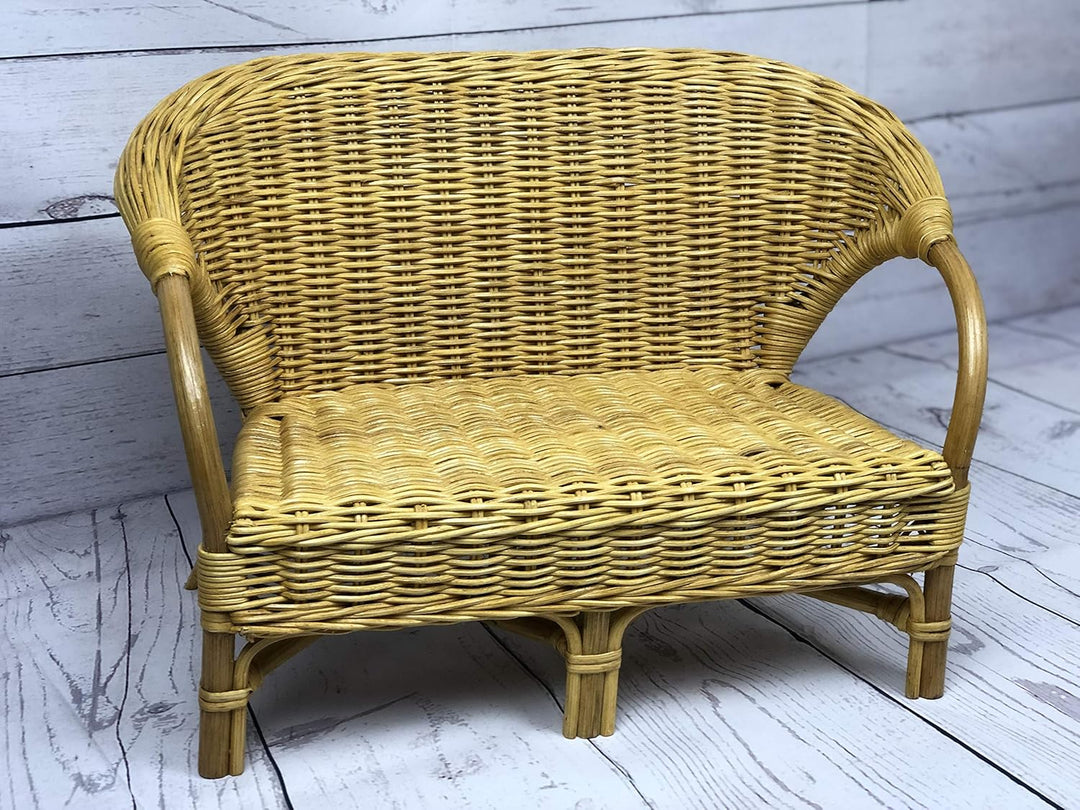 Puppenbank aus Rattan in Honig S11