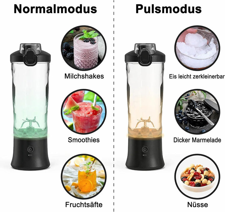20oz Portable Blender, 240W USB Rechargeable Smoothie Blender with LED Display, Pulse & Blend Modes,
