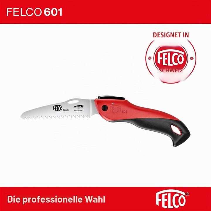 FELCO Baumsäge 601 (klappbare Säge, Klingenlänge 12 cm, mit ziehendem Schnitt, Holzsäge, für Weinbau