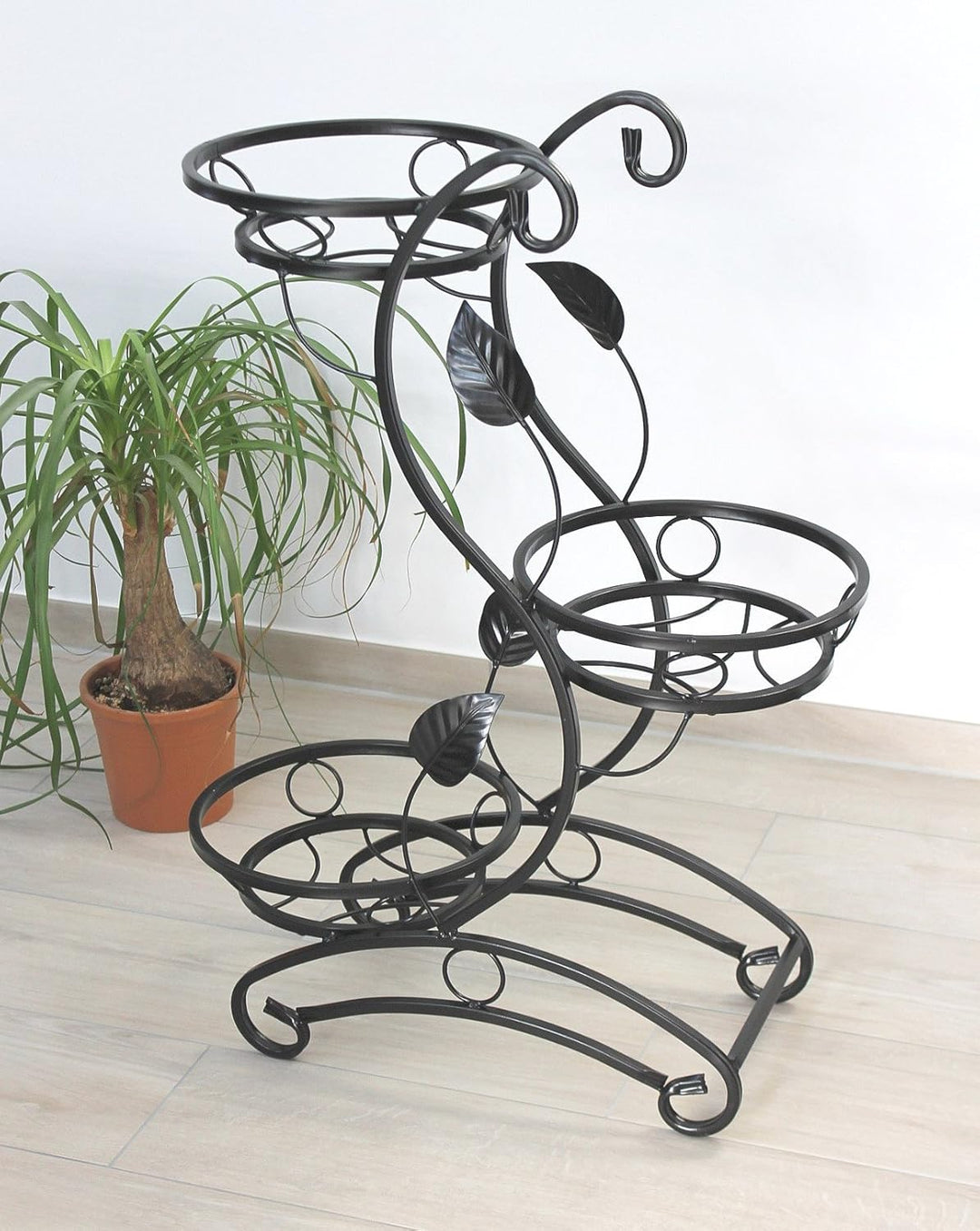DanDiBo Blumentreppe Metall Schwarz 87 cm Blumenständer mit 3 Ablagen KW019 Blumensäule Pflanzenstän