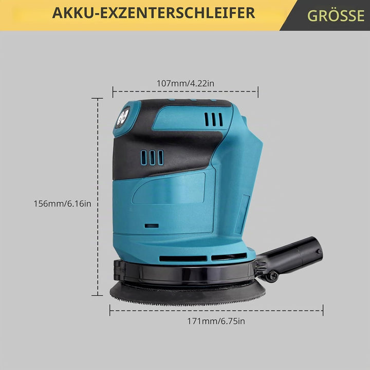 AMTOVL Exzenterschleifer Brushless Schleifmaschine Schleifgerät mit 5PCS 125mm Schleifpapier Schleif