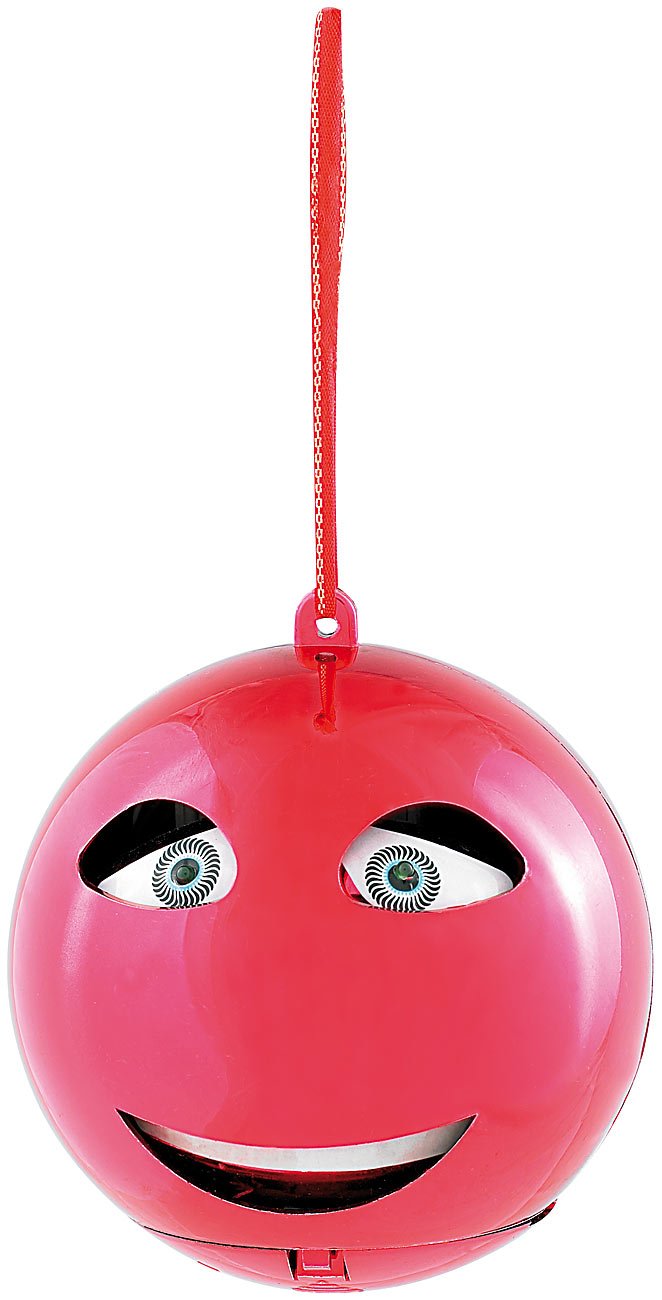 infactory Singende Christbaumkugel: Singende Weihnachtsbaumkugel in Rot, Batteriebetrieb, Ø 10 cm (K