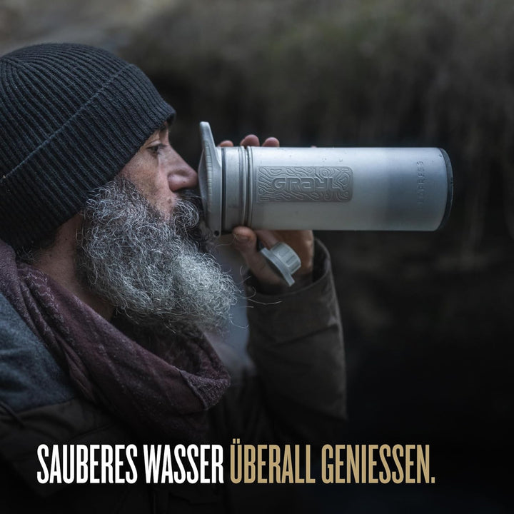 GRAYL GeoPress 24 oz Wasserfilterflasche – Filter für Wandern, Camping, Survival, Reisen Peak White,