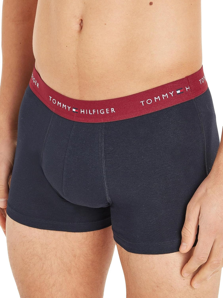 Tommy Hilfiger Herren 3er Pack Boxershorts Trunks Unterwäsche S Blue (Rouge/Nouveau Green/Desert Sky