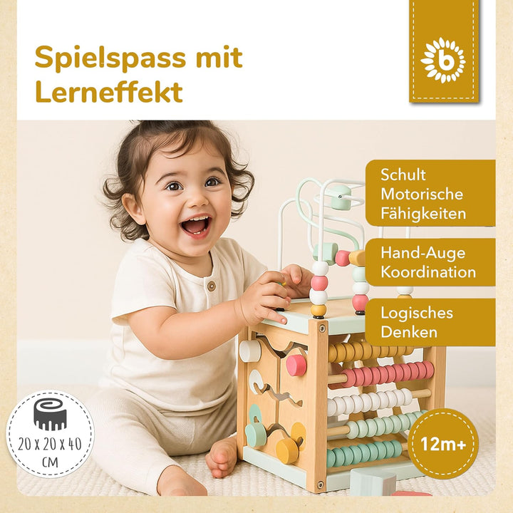 Bieco Motorikwürfel Berry nachhaltiges Holz FSC® | Spielwürfel Baby | Motorikwürfel ab 1 Jahr Activi