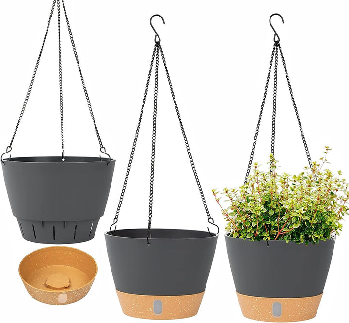 LSRVNM 3 Stück Hängende Pflanzgefässe, Hängetopf für Pflanzen, Blumentopf Hängend mit Abnehmbares Ta