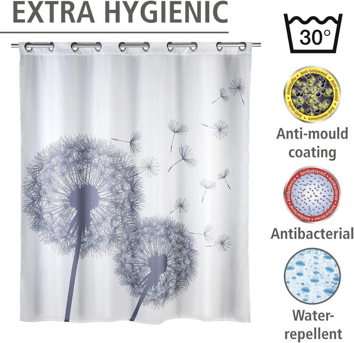 WENKO Anti-Schimmel Duschvorhang Astera Flex, Textil-Vorhang mit Antischimmel Effekt, grosse integri