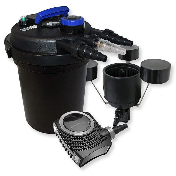 Wiltec Komplettset: CPF-250 Teichdruckfilter bis 10000 L Teich mit 11W Teichklärer, NEO8000 SuperEco