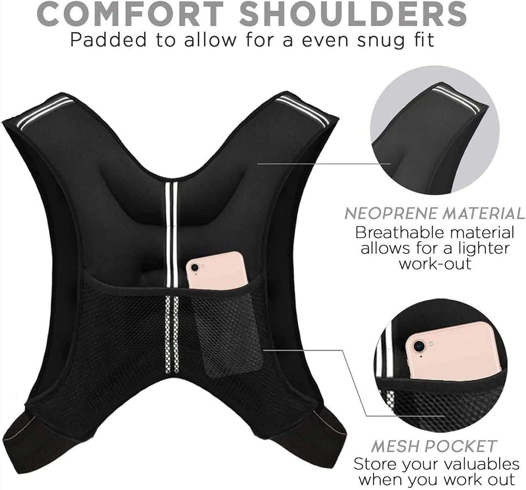 RELAX4LIFE 5/9 kg Gewichtsweste, Ergonomische Fitnessweste, mit reflektierenden Streifen & verstellb