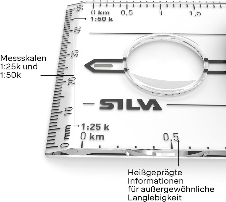 Silva Kompass Outdoor - Ranger No. 3 Wanderkompass - Kartenmassstäbe 1:25k & 1:50k - Marschkompass G