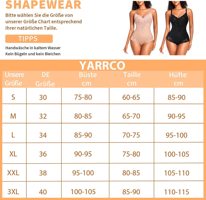 YARRCO Shapewear Damen Bauchweg Body Shaper Miederslip Shaping Bodysuits Leicht Figurformende Unterw