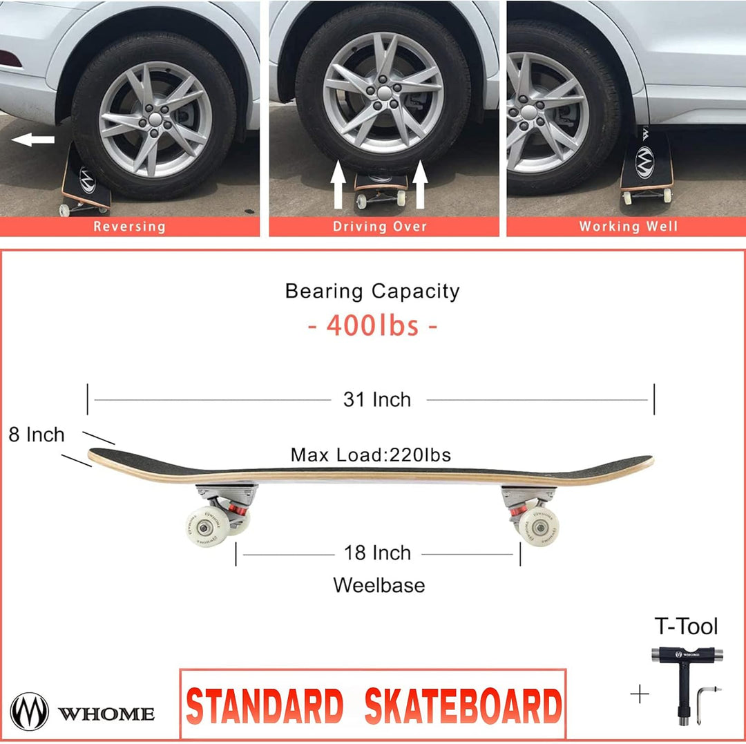 WHOME Pro Skateboards Komplett für Erwachsene/Kinder Mädchen/Jungen Anfänger/Profi - 31 x 8 Zoll Sta