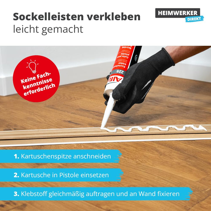 8x Alfa Sockelleistenkleber 300ml/440g weisser Montagekleber mit hoher Anfangshaftung zur Befestigun