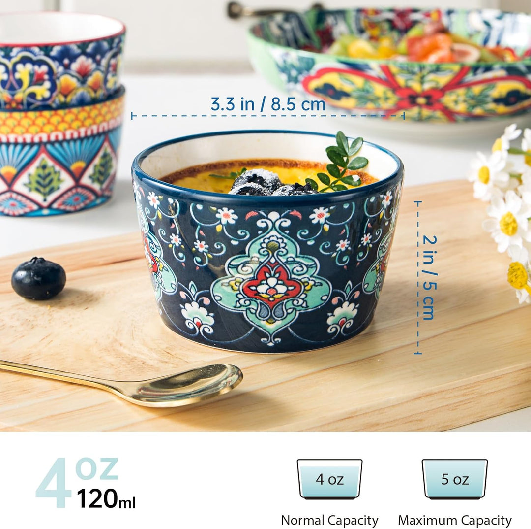 HENXFEN LEAD Creme Brulee Schälchen 120ml, Soufflé Förmchen Porzellan 6er Set, Mini Auflaufformen in