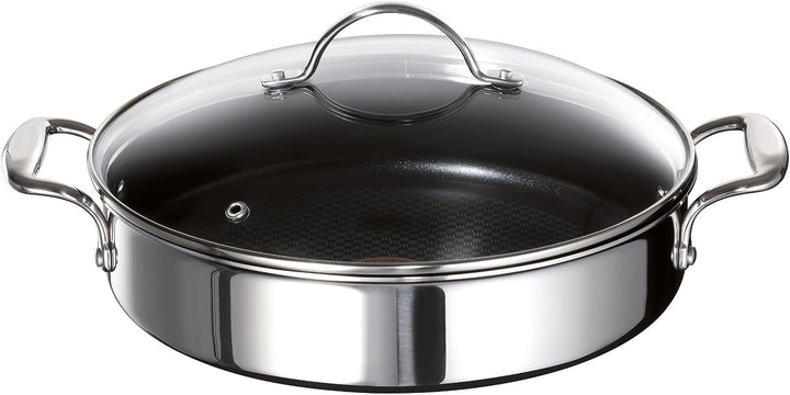 Tefal E79071 Jamie Oliver Induction Servierpfanne mit 2 Seitengriffen und Glasdeckel, 25 cm, 2,8L, E