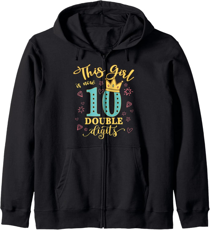 10th Birthday Gifts Shirt This Girl Is Now 10 Double Digits Kapuzenjacke