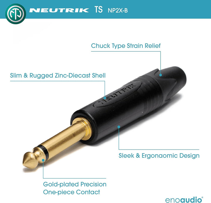 enoaudio Mogami 2524 Instrument Kabel | Neutrik Gold Silent Switch 6,3mm TS winkelklinke - 6,3mm TS