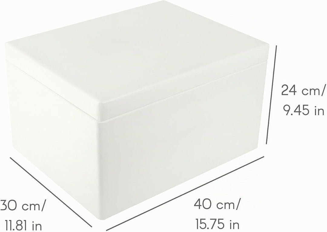 Creative Deco XXL Weisse Grosse Holzkiste mit Deckel | 40x30x24 cm (+/-1cm) | Ostern Holztruhe Erinn