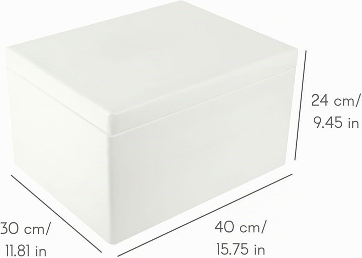 Creative Deco XXL Weisse Grosse Holzkiste mit Deckel | 40x30x24 cm (+/-1cm) | Ostern Holztruhe Erinn
