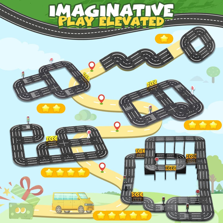 W WISE BLOCK Magnetische Bausteine, Strasse Magnetische Bauklötze, STEM Konstruktionsspielzeug für 3