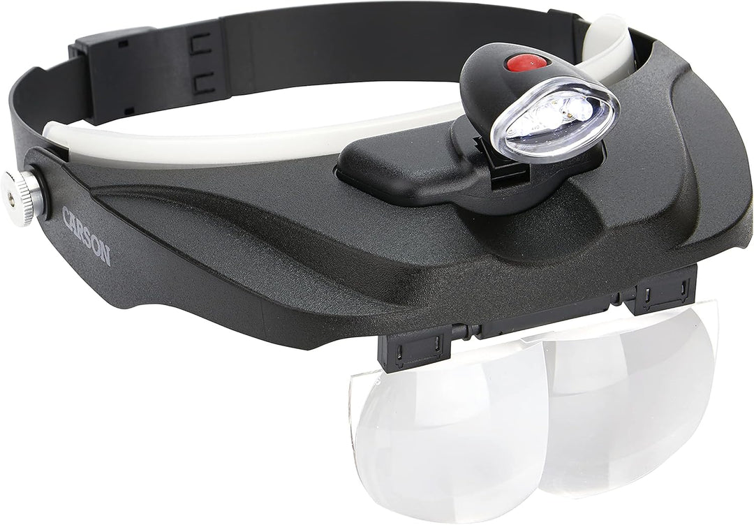 Carson MagniVisor Deluxe Komfort Kopflupe mit abnehmbarer LED Lampe und Wechsellinsen (CP-60) MagniV