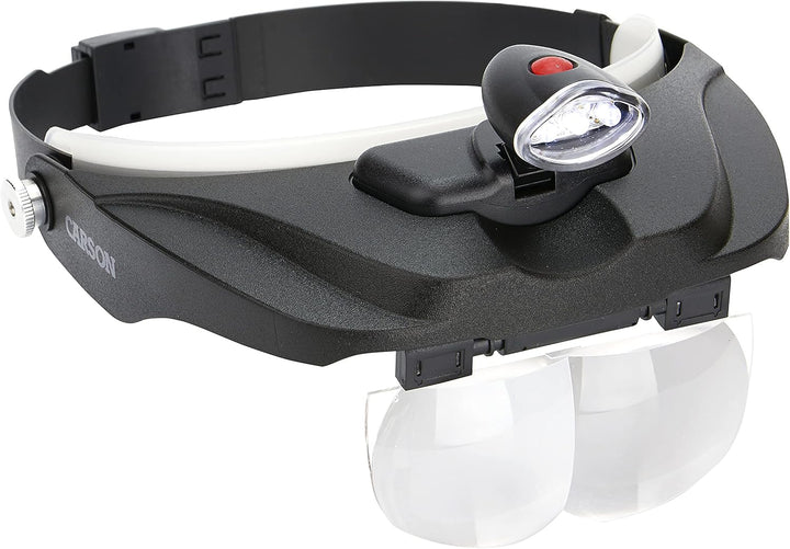Carson MagniVisor Deluxe Komfort Kopflupe mit abnehmbarer LED Lampe und Wechsellinsen (CP-60) MagniV