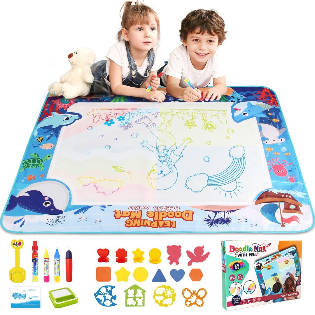 Spielzeug Kinderspielzeug ab 1, 2, 3 Jahren - Malmatte mit Wasserstift, Aqua Magic Doodle Painting M