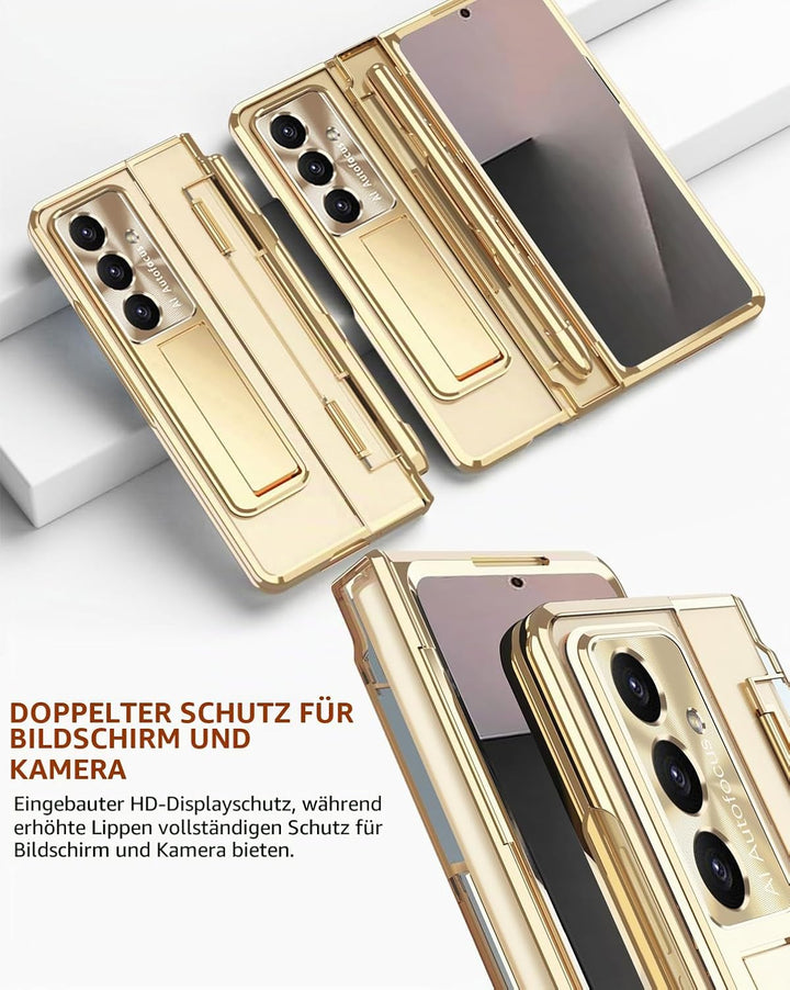NINKI für Samsung Galaxy Z fold 7 Stand Hülle mit S Pen und Halter,4 in 1 Scharnierschutz Handyhülle
