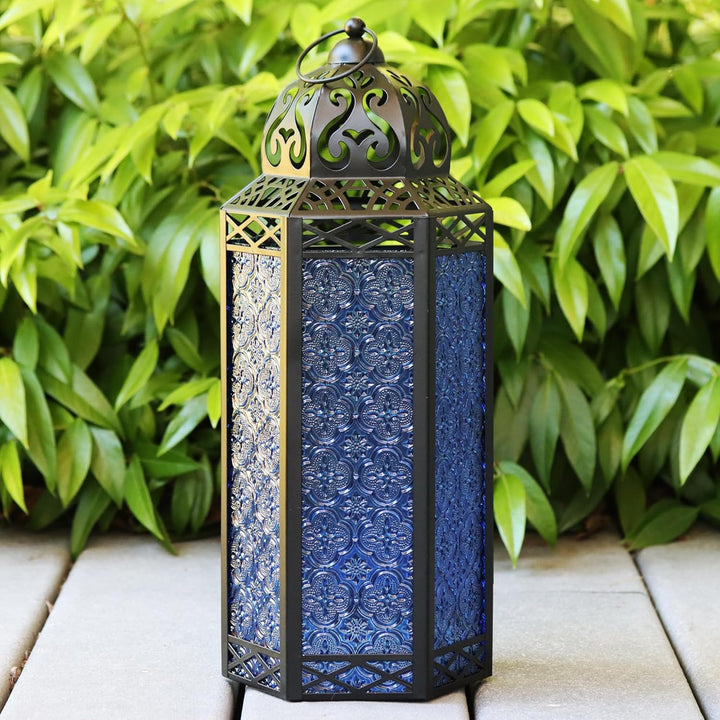 Decorative Candle Lantern Set for Home Room Decor, Cobalt Kobalt Set of 3, Kobalt Set of 3