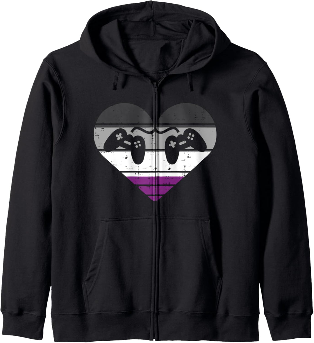 Video Game Controllers Heart Gamer LGBTQ Asexual Ace Pride Kapuzenjacke