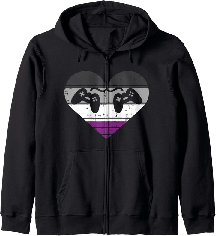 Video Game Controllers Heart Gamer LGBTQ Asexual Ace Pride Kapuzenjacke