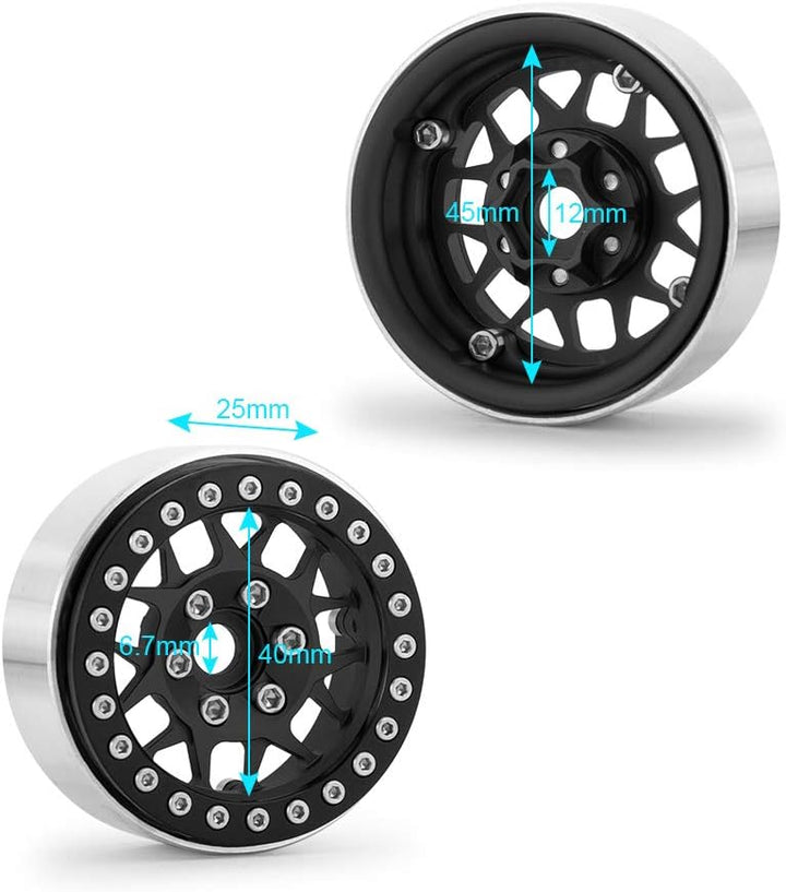 AXspeed 1,9 Zoll Beadlock Felgen, Metallische Felge Set für 1/10 RC Crawler Axial SCX10 RedCat TRX-4