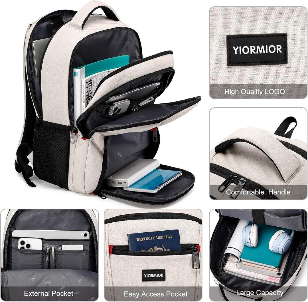 YIORMIOR Schulrucksack Jungen Mädchen Teenager Rucksack Herren Damen für 15,6 Zoll Laptop Rucksack A