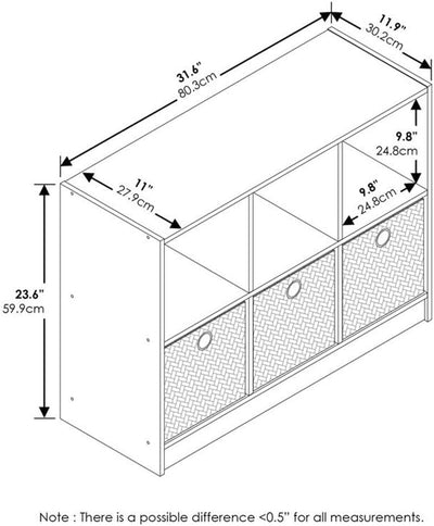 Furinno Basic Bücherregal mit 6 Fächern und 3 Einschüben, holz, Weiss/Rosa, 30.23 x 30.23 x 59.94 cm