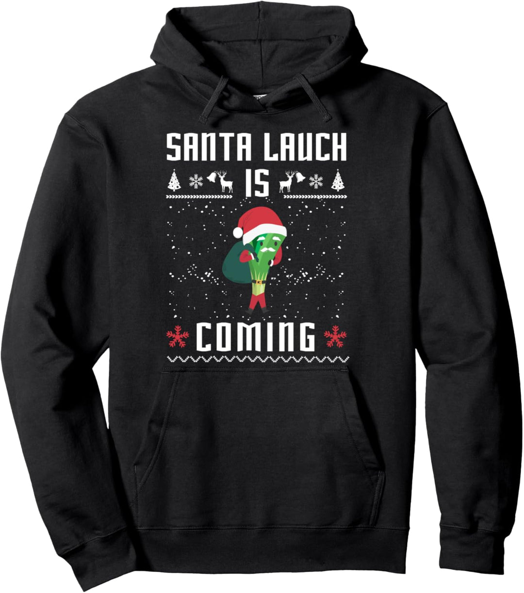 Santa Lauch is coming| Lustiges Weihnachts-Lauch-T-Shirt Pullover Hoodie