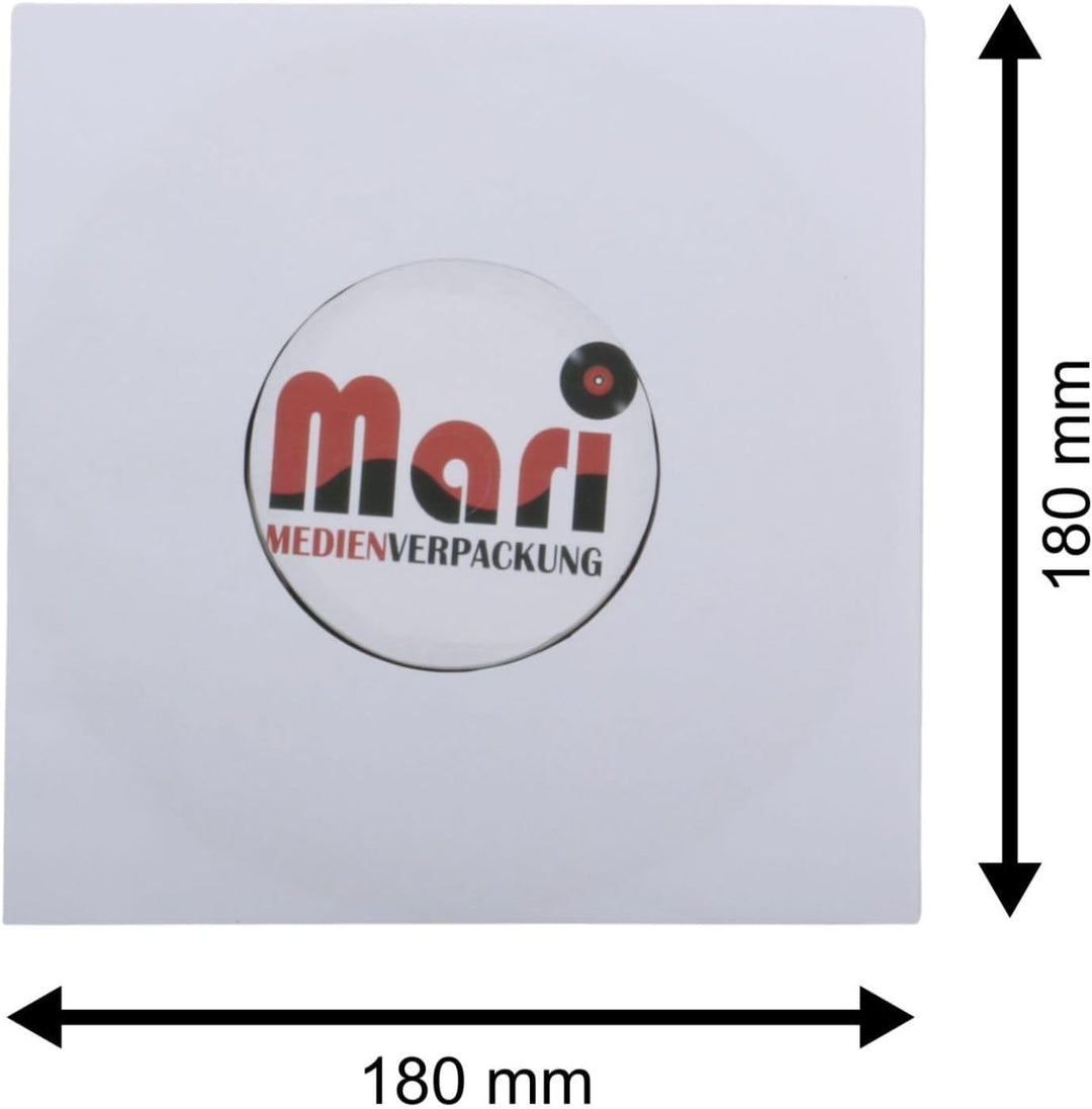 100 St. Single 7“ Deluxe Innenhüllen 180x180 mm reinweiss für Vinyl Schallplatten ungefüttert 90 gr