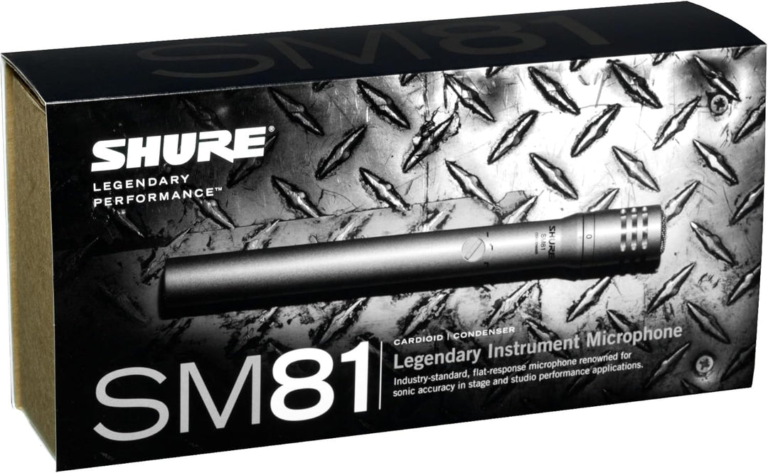 Shure SM81-LC Cardioid-Kondensatorinstrumentmikrofon für Gitarre, Klavier und Becken, umfasst Schwen