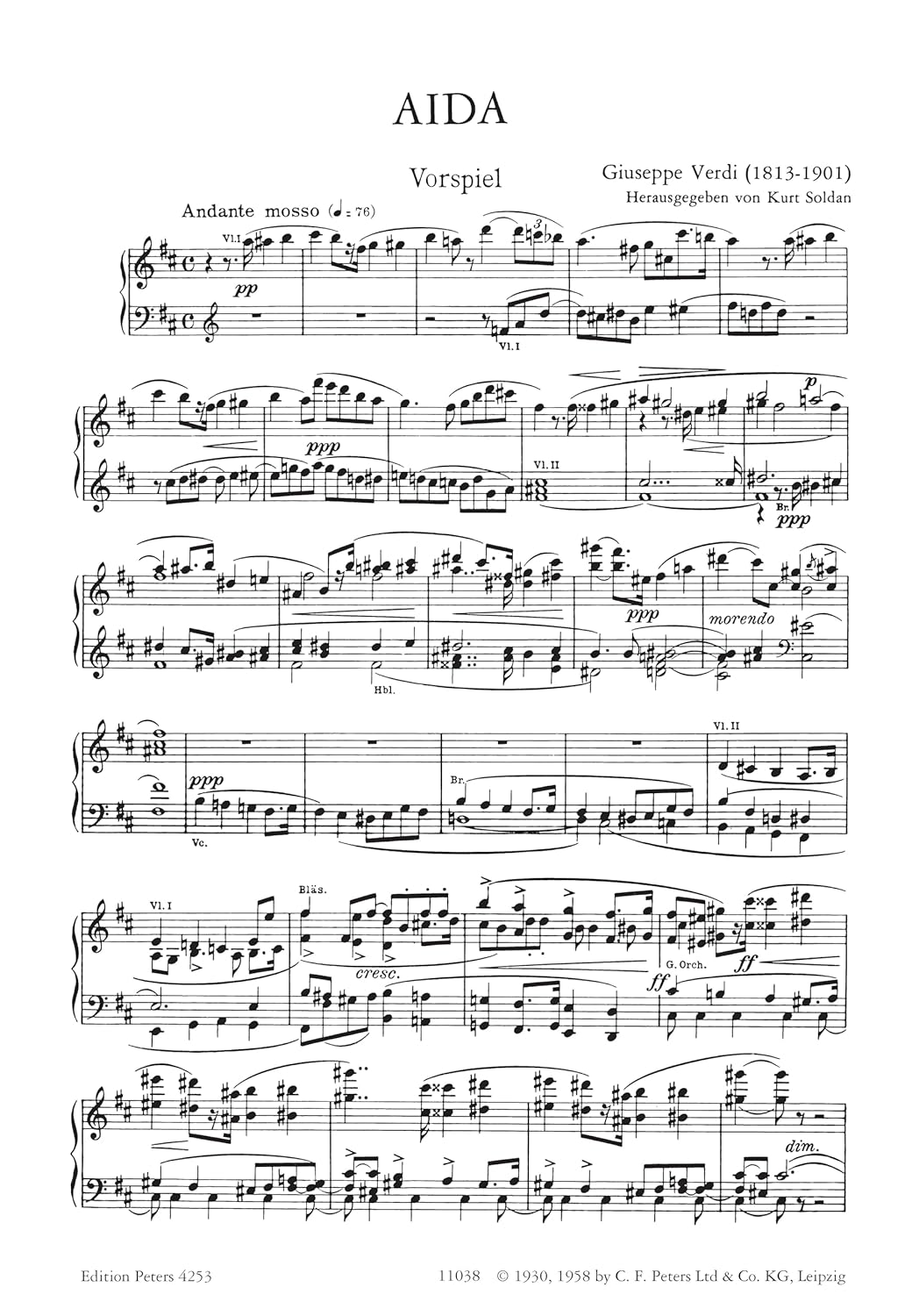 Giuseppe Verdi: Aida (1870/71) Oper in Vier Akten - Klavierauszug (dt./it.) mit Bleistift von Editio