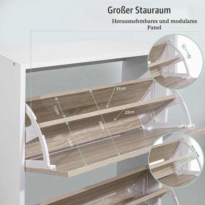 CASABEL Schuhschrank für 18 Paar – grosse Kapazität für Eingangsbereich – L 60 x T 24 x H 113 cm – T