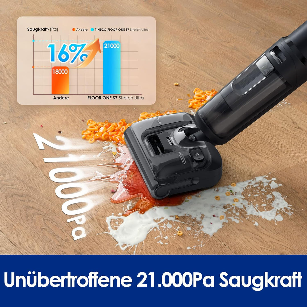 Tineco Floor ONE S7 Stretch Ultra Nass Trockensauger, 180° Lay-Flat Nasssauger, 85°C 5 Min Flashdry-