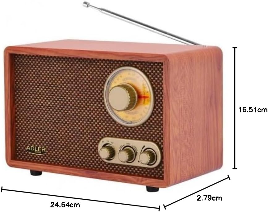 Adler Retro Radio mit Bluetooth und Teleskopantenne FM/AM 10W RMS Bass/Höhenkontrolle AD1171